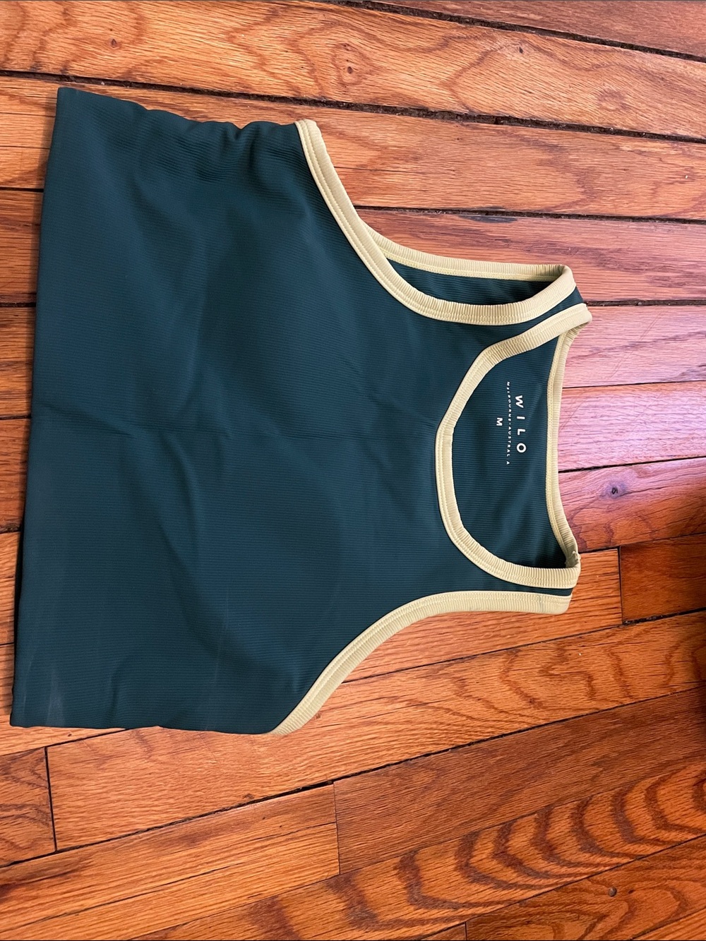 Wilo Forest Green Crop Tank with Cream Trim